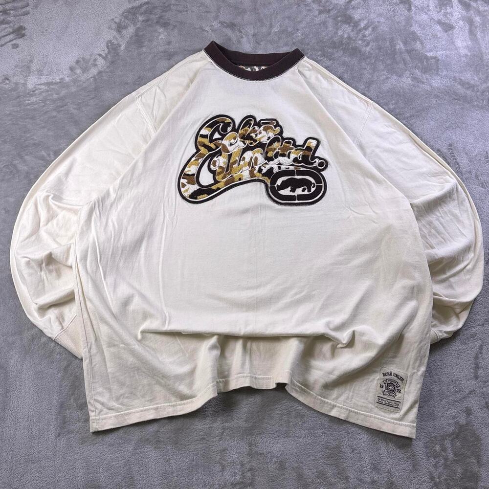 Ecko Unltd Long Sleeve Shirt Mens 3XL Camo Rhino Logo Spellout Vintage Y2K